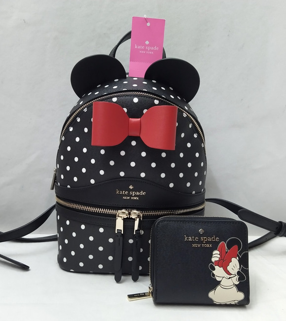 Kate Spade Disney x Minnie Mouse Black Leather Backpack With Wallet - NWT main image 11